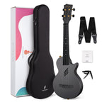 Enya Concert Ukulele Nova U 23’’ Carbon Fiber Travel Ukulele with Beginner Kit includes case, strap, capo and strings