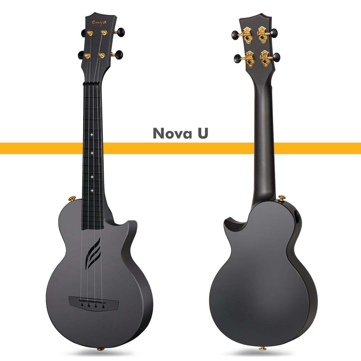 Enya Concert Ukulele Nova U 23’’ Carbon Fiber Travel Ukulele with Beginner Kit includes case, strap, capo and strings