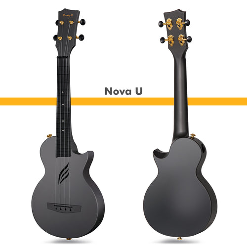 Enya Concert Ukulele Nova U 23’’ Carbon Fiber Travel Ukulele with Beginner Kit includes case, strap, capo and strings