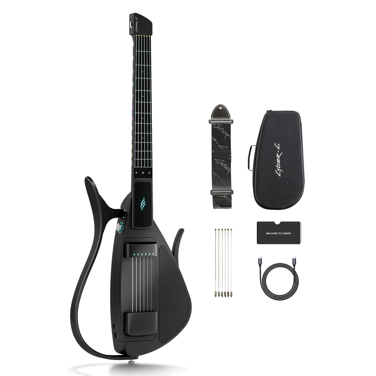 Enya CYBER-G Stringless Smart Guitar,Portable Foldable Travel Guitar with App-Controlled Chords,Hundreds of Instrument Sounds, Built-In Speaker & Drum Machine,Quick-Learn for Adults/Beginners