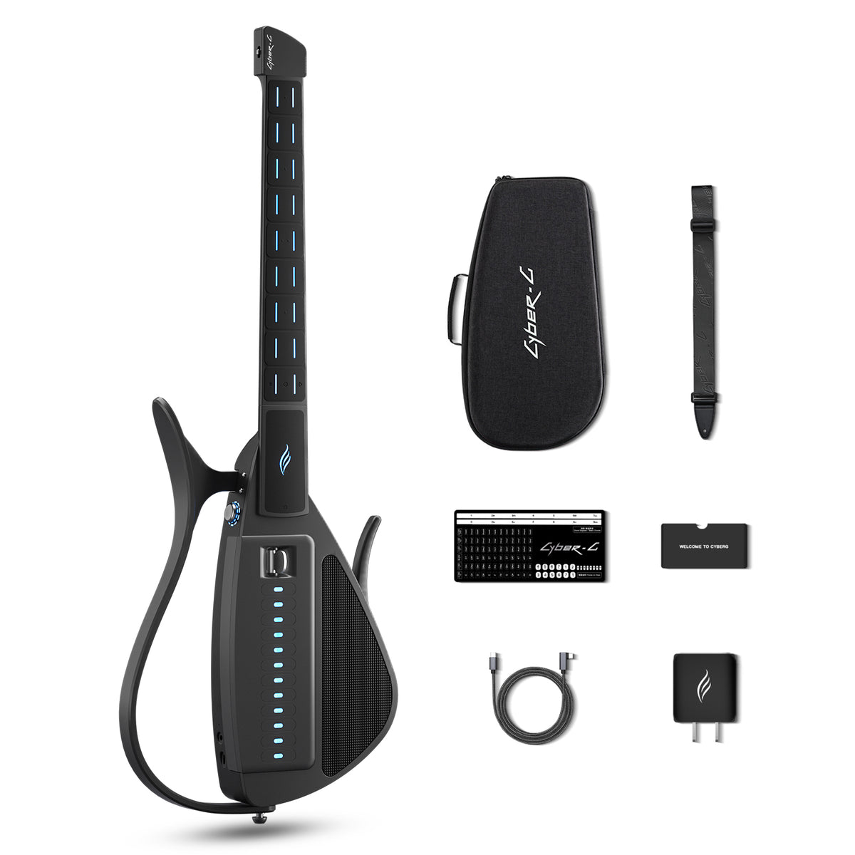 Enya CYBER-G Stringless Smart Guitar,Portable Foldable Travel Guitar with App-Controlled Chords,Hundreds of Instrument Sounds, Built-In Speaker & Drum Machine,Quick-Learn for Adults/Beginners